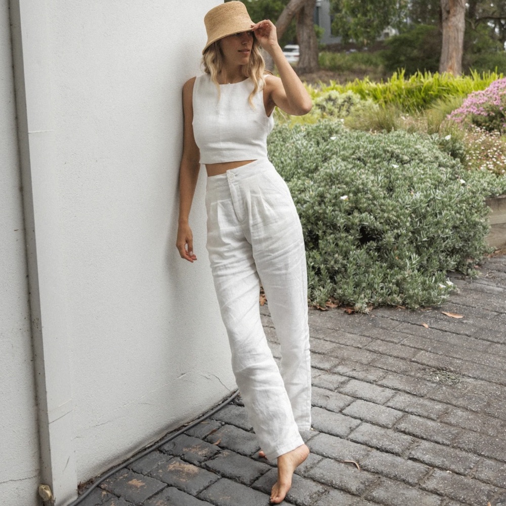 *SOLD* Slate wearable linen ballerina trousers